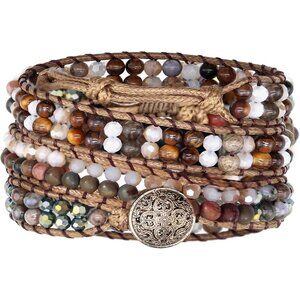 Handmade Boho Beaded Bracelets with Healing Stones - Adjustable for Quick Fit